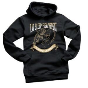 Eat Sleep Fish Repeat Hoodie Black
