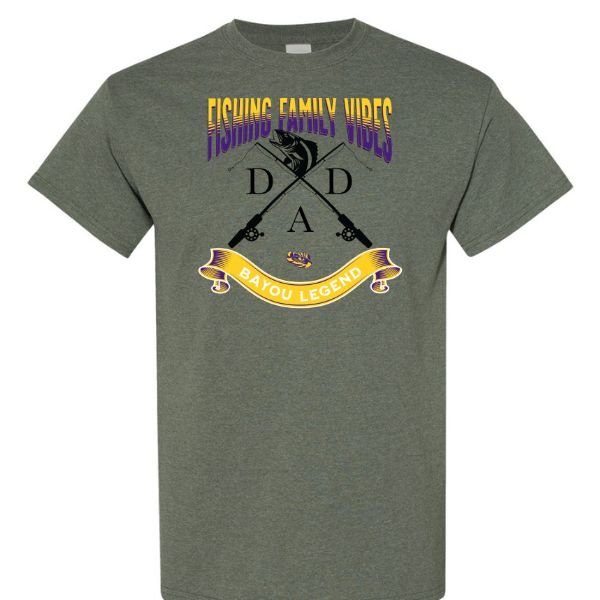 Fishing Family Vibes P&G Military Heather Green TShirt