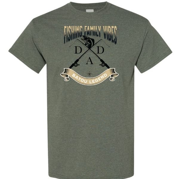 Fishing Family Vibes Military Heather Green Tshirt