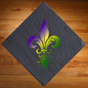 Mardi Gras Fleur De Lis Slate Coaster