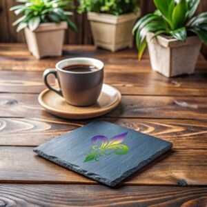 Mardi Gras Fleur De Lis Slate Coaster
